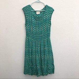 Anthropologie Maeve Smocked Waist Dress Green